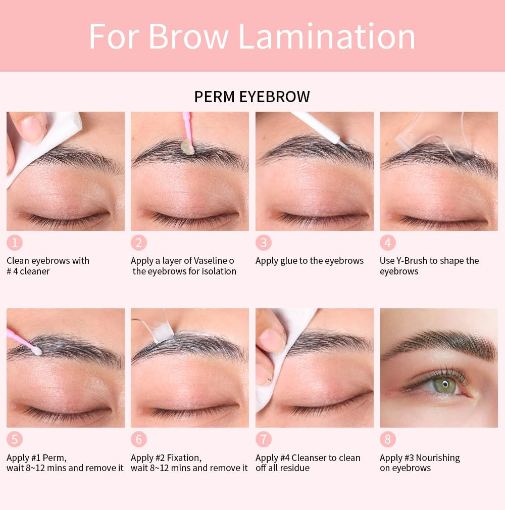 At Home Salon Lash Lift and Brow Lamination Kit for Beginner Eyebrow Perm Kit Instant DIY Eye Brow Lift for Fuller Curling Thicker Brows Last for 6-8 Weeks